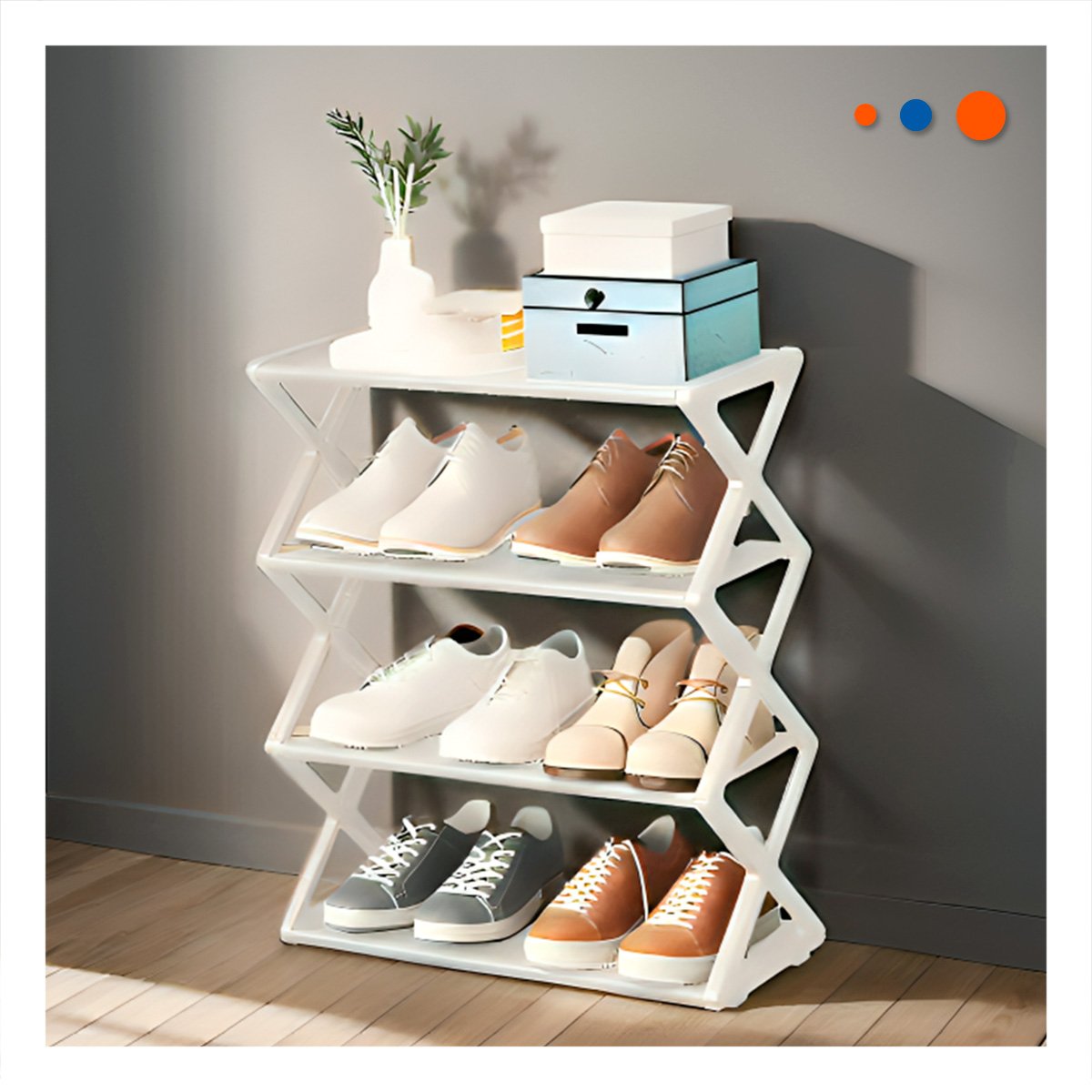 ORGANIZADOR 4 NIVELES BLANCO PARA CALZADO EN CASA MODERNA Y FUNCIONAL Y+REGALO STICKER - 2