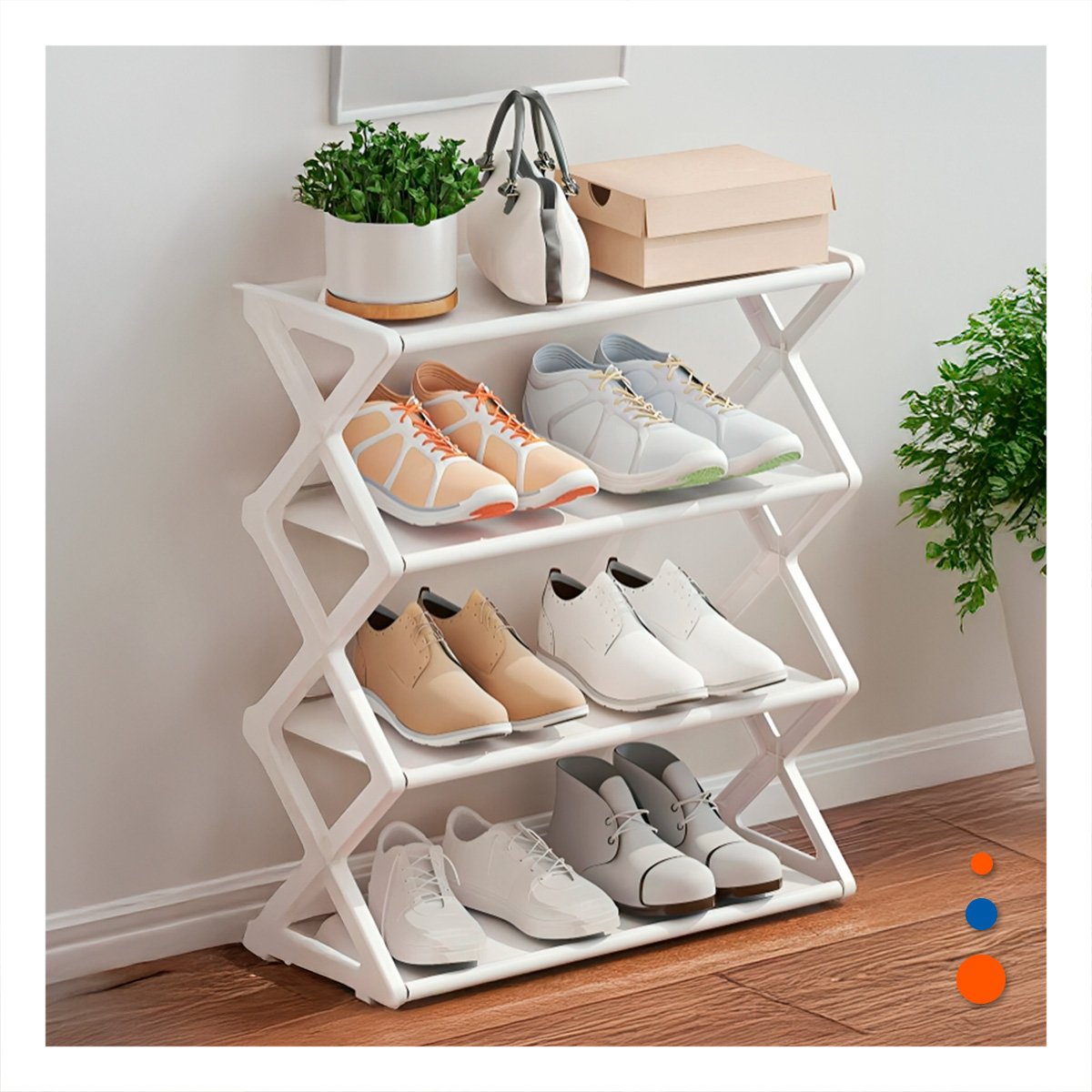 ORGANIZADOR 4 NIVELES BLANCO PARA CALZADO EN CASA MODERNA Y FUNCIONAL Y+REGALO STICKER - 3