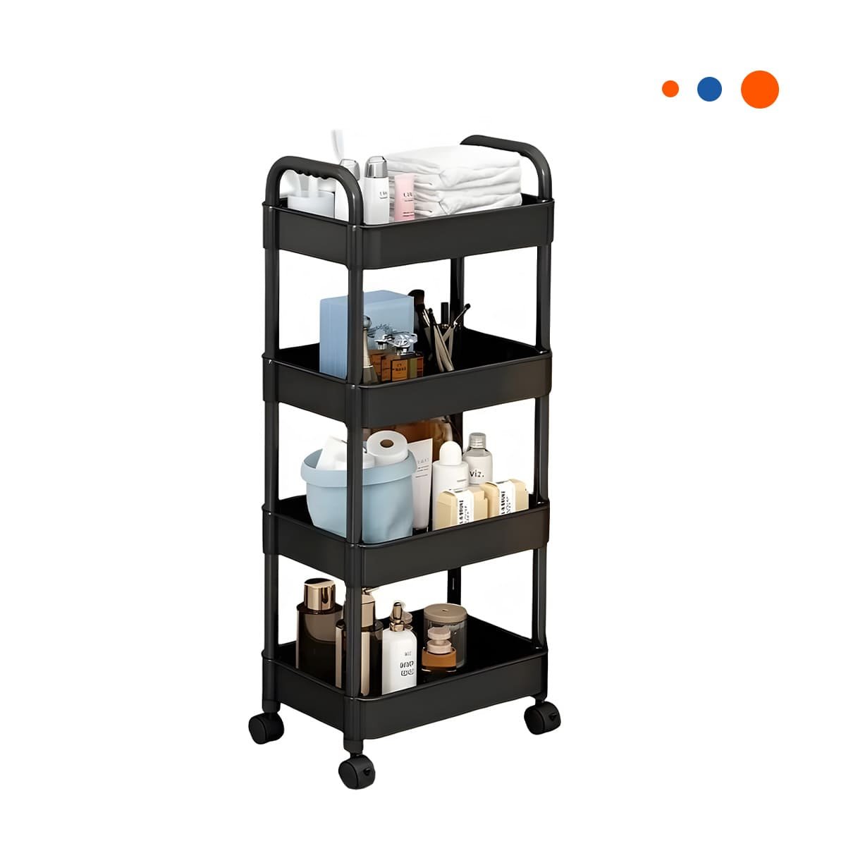 PACK2 SOPORTE MOVIL DE METAL NEGRO CON CUATRO NIVELES Y RUEDAS PARA ORDEN Y+REGALO STICKER - 2