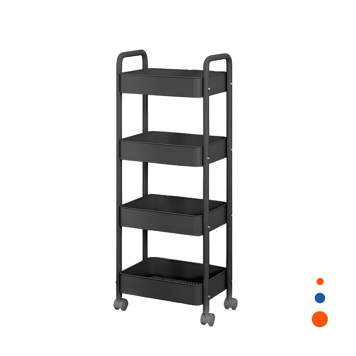 PACK4 SISTEMA ORGANIZADOR DE METAL NEGRO CON CUATRO NIVELES Y RUEDAS PARA HOGAR Y+PAPEL REGALO - 3