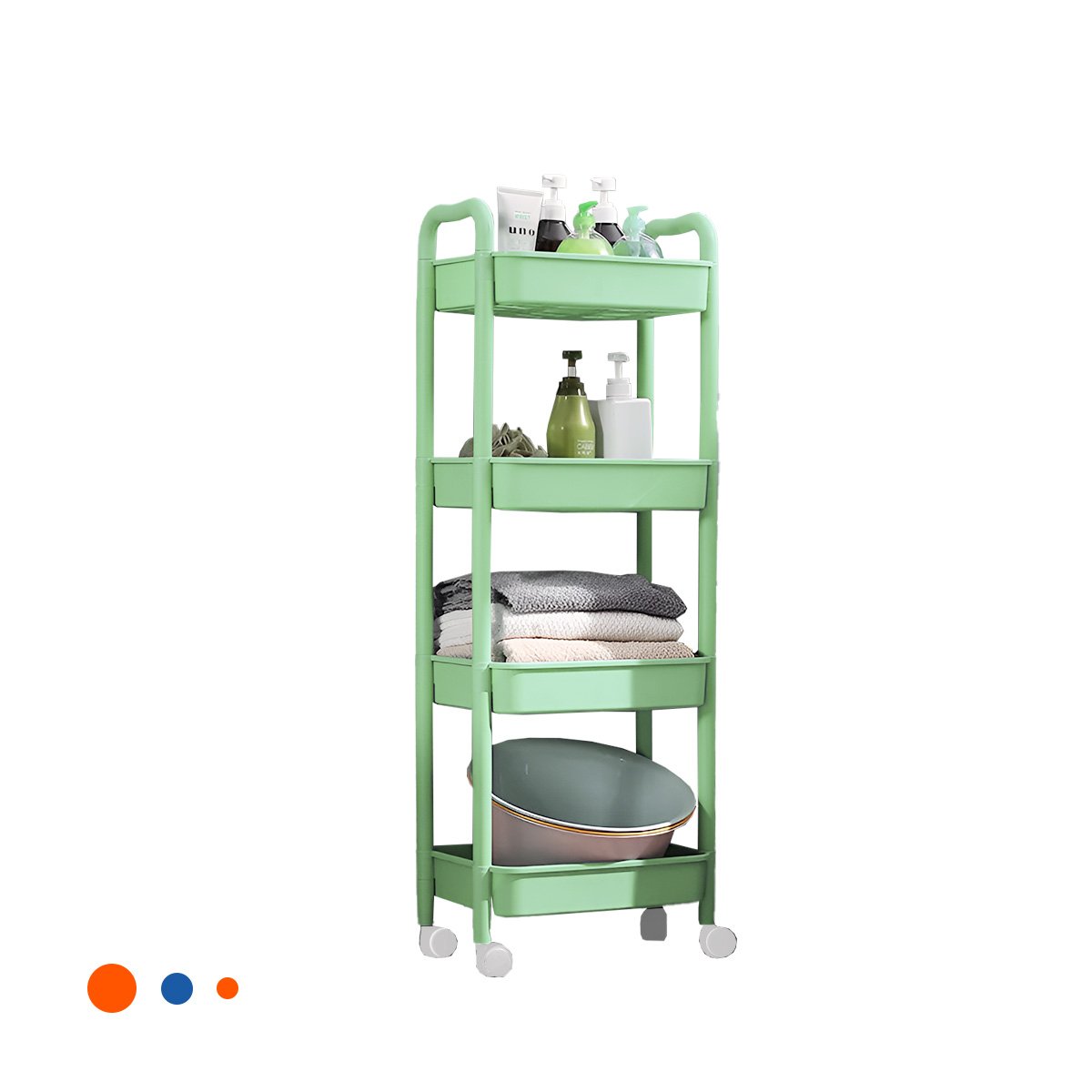 ESTANTE SOPORTE 4 NIVELES CON RUEDAS Y ASAS METAL VERDE AGUA Y+LIGAS REGALO - 5