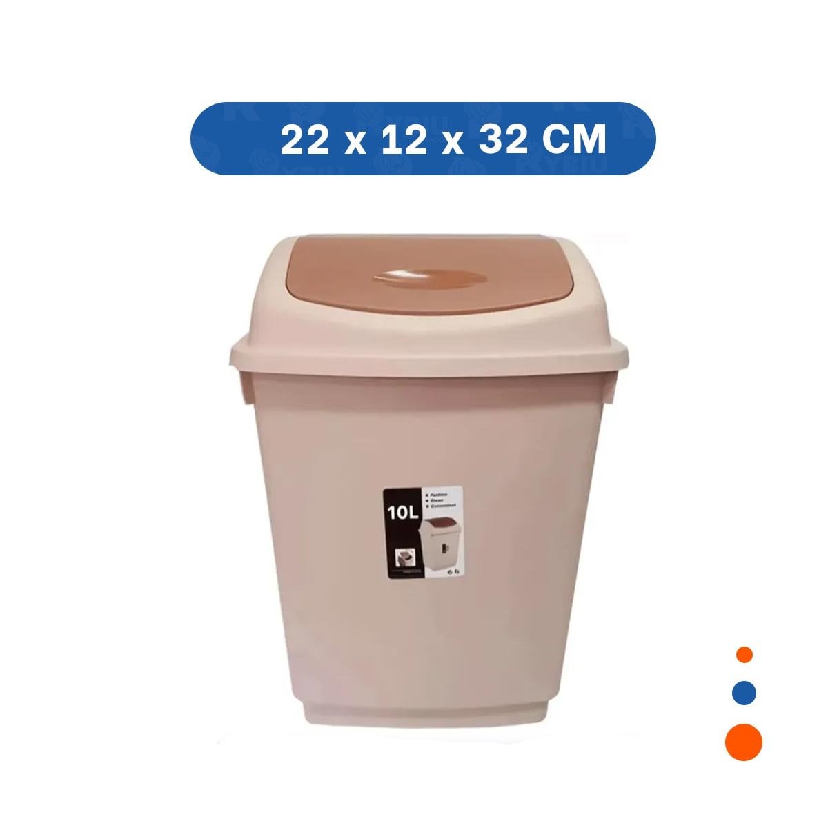 PACK6 DEPOSITO DE BASURA CON TAPA VAIVEN Y ACABADO MARRON 10L - 4