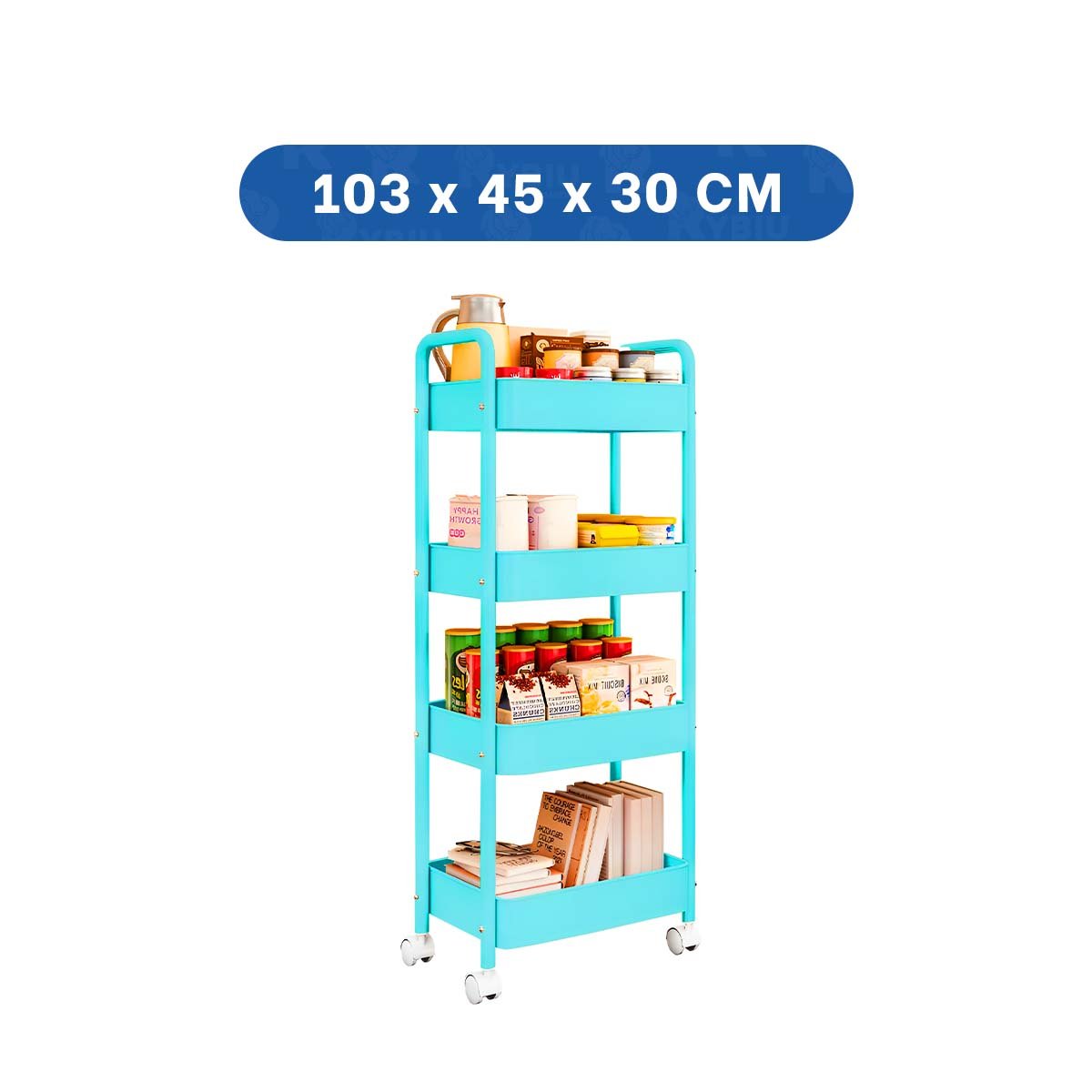 PACK6 SISTEMA MOVIL DE CUATRO NIVELES CON RUEDAS Y ASAS METAL CELESTE CASA - 4