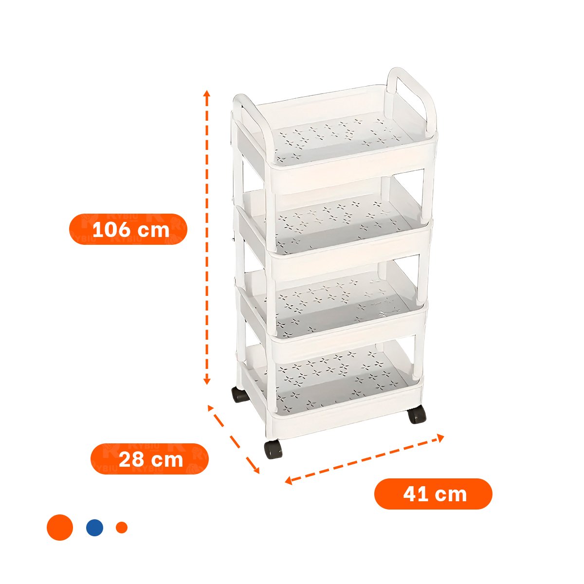 PACK6 PLATAFORMA MOVIL BLANCA DE PLASTICO CON CUATRO NIVELES RUEDAS Y ASAS HOGAR Y+PAPEL REGALO - 4