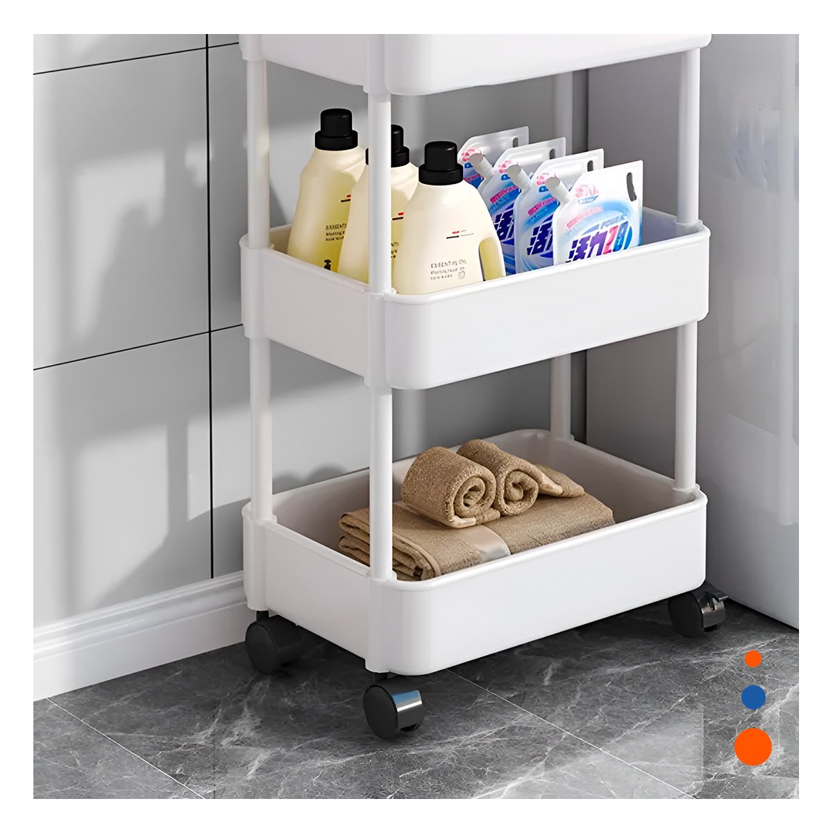 PACK6 UNIDAD MOVIL BLANCA DE PLASTICO CON CUATRO NIVELES RUEDAS Y ASAS PARA CASA - 5