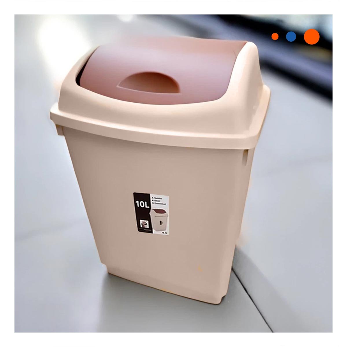 PACK2 RECIPIENTE DE BASURA MARRON CON MECANISMO VAIVEN Y CAPACIDAD 10L - 5