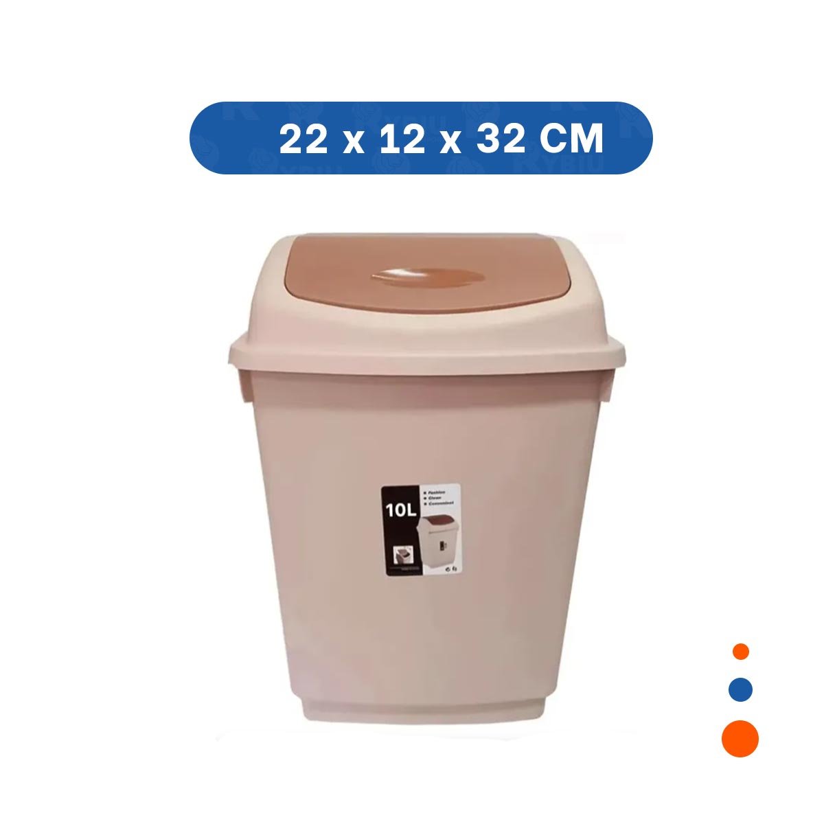 PACK2 RECIPIENTE DE BASURA CON TAPA VAIVEN Y ACABADO MARRON 10L Y+REGALO STICKER - 4