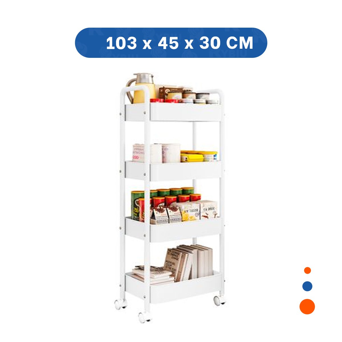 MUEBLE CARRITO BLANCO DE METAL CON 4 NIVELES MOVILES PARA COCINA MODERNA Y+LIGAS REGALO - 4