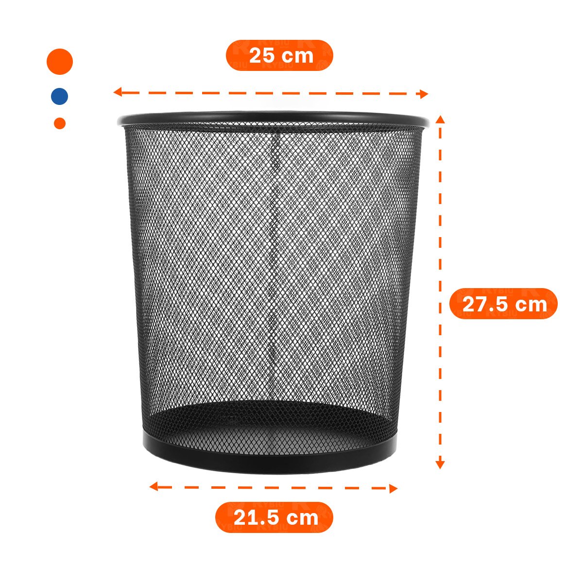 CESTO DE BASURA CIRCULAR MALLA METALICA NEGRO PARA DORMITORIO OFICINA Y COCINA Y+REGALO STICKER - 4