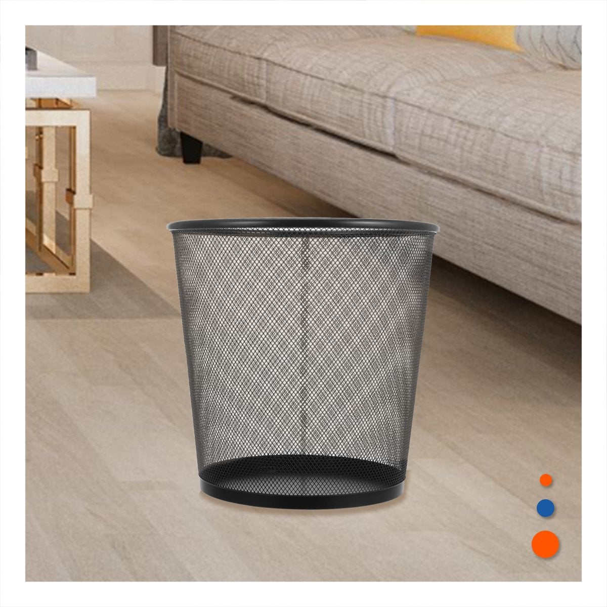 PACK4 BOTE DE BASURA NEGRO CIRCULAR MALLA METALICA PARA COCINA OFICINA Y HOGAR - 3