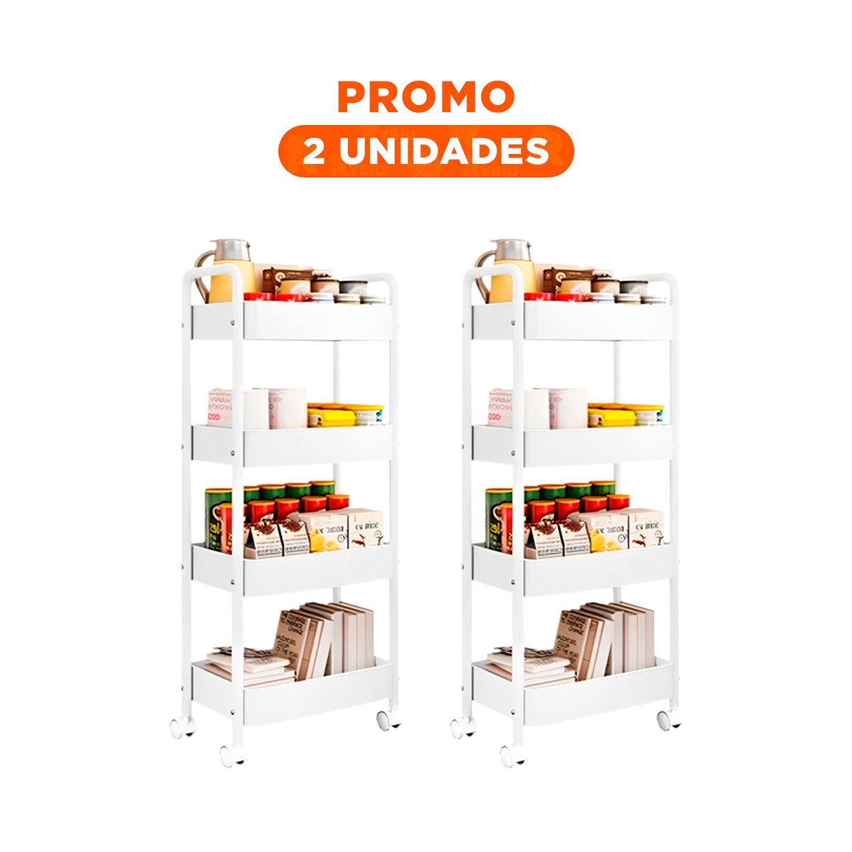 PACK2 SOPORTE BLANCO DE METAL CON 4 NIVELES MOVILES Y ASAS PARA EL HOGAR Y+REGALO STICKER - 1