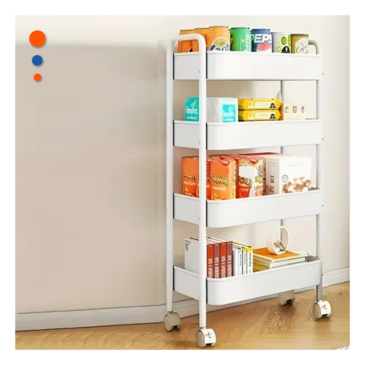 PACK2 SOPORTE BLANCO DE METAL CON 4 NIVELES MOVILES Y ASAS PARA EL HOGAR Y+REGALO STICKER - 3