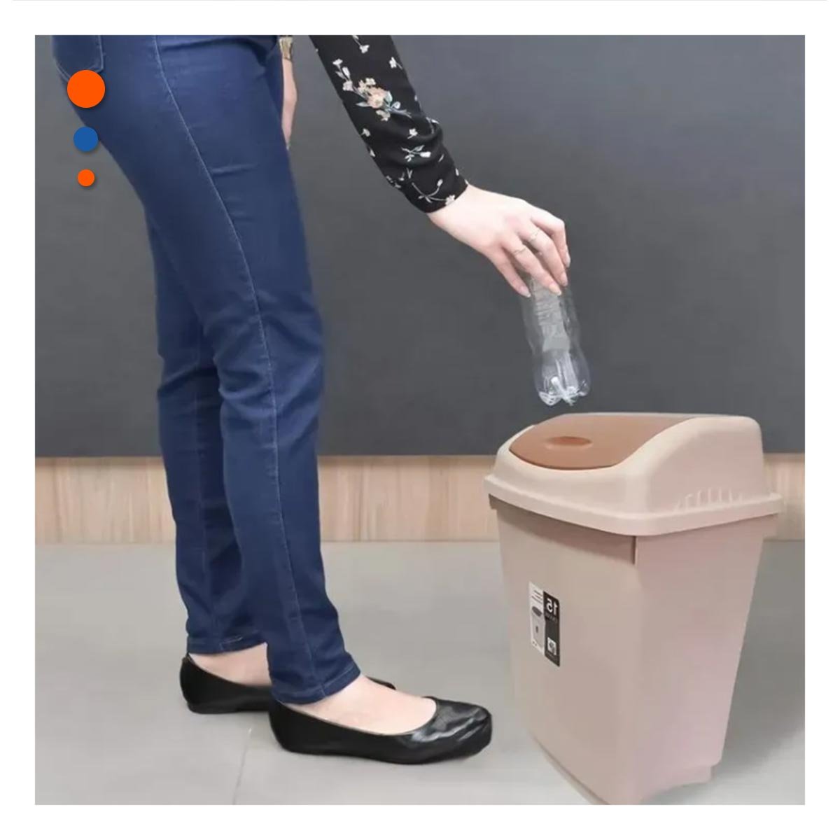 TACHO CON TAPA VAIVEN PARA BASURA EN COLOR MARRON CON CAPACIDAD 10L Y+LIGAS REGALO - 3