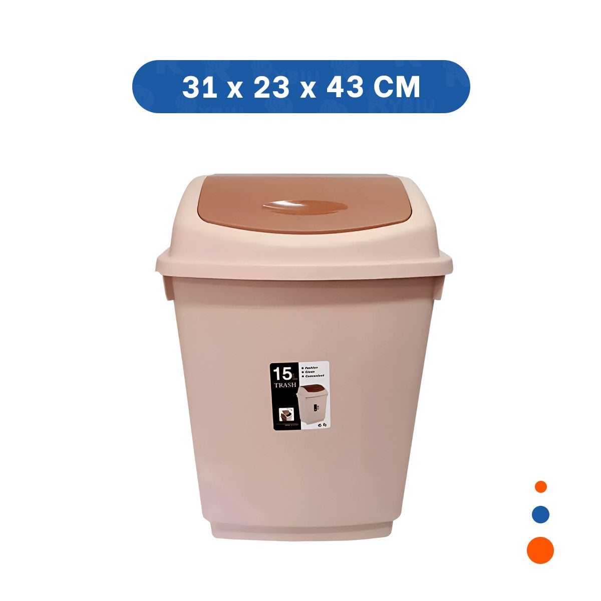 TACHO CON TAPA VAIVEN PARA BASURA EN COLOR MARRON CON CAPACIDAD 15L Y+LIGAS REGALO - 4