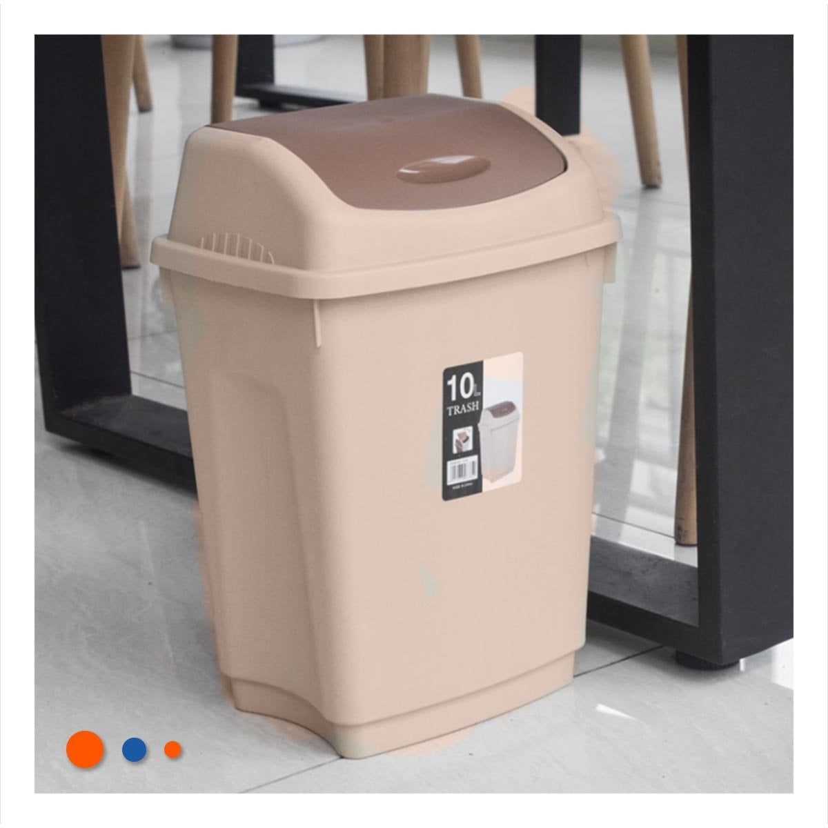 PACK4 RECIPIENTE DE BASURA VAIVEN COLOR MARRON DE USO PRACTICO 10L Y+PAPEL REGALO - 5