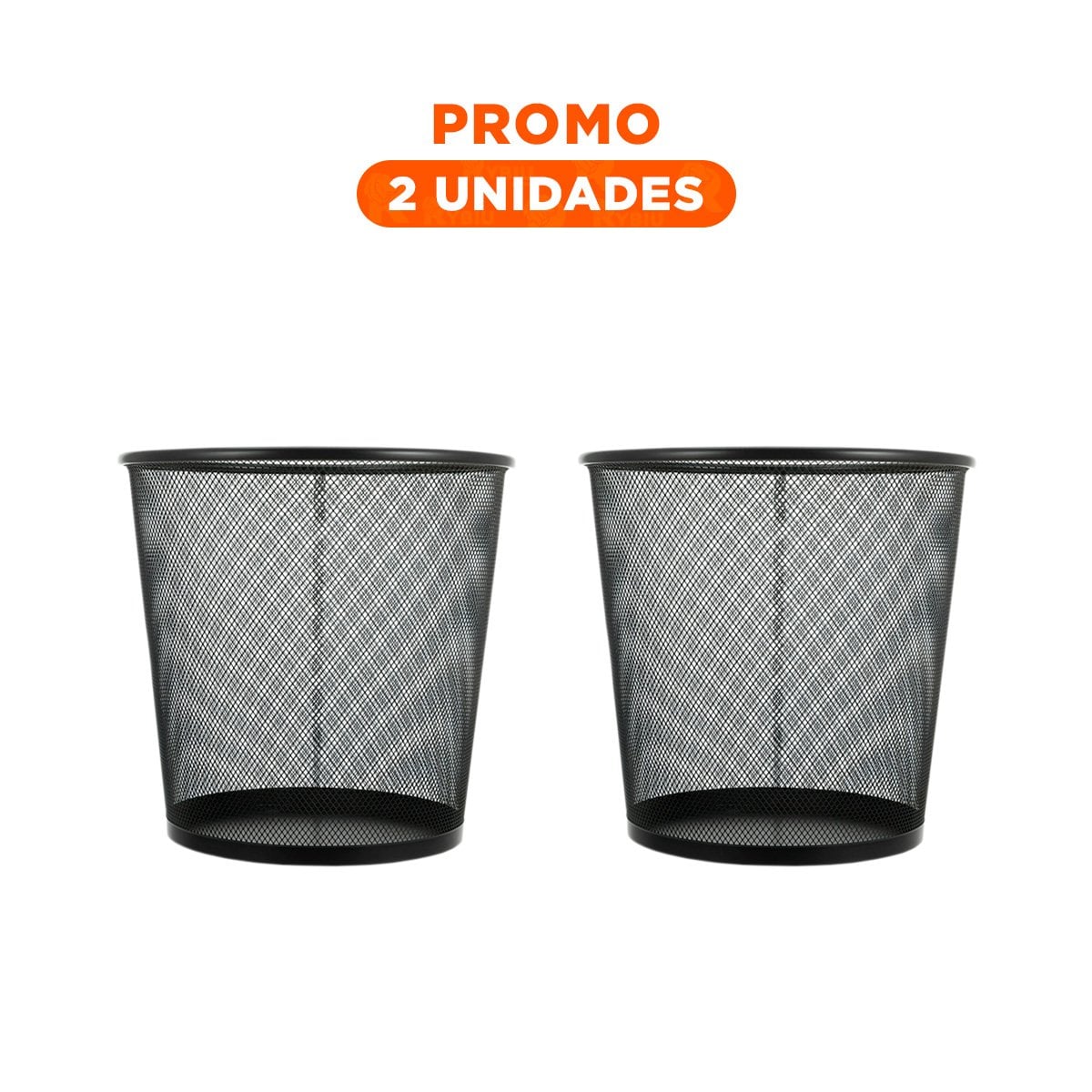 PACK2 CESTO DE BASURA NEGRO REDONDO MALLA METALICA PARA SALA DORMITORIO Y+REGALO STICKER - 1
