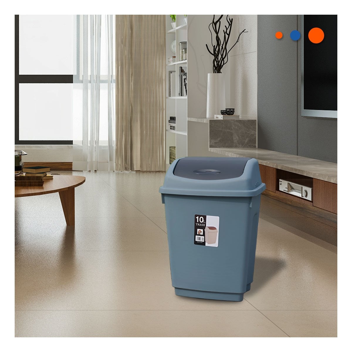 PACK6 CONTENEDOR DE BASURA AZUL CON MECANISMO VAIVEN 10L Y+PAPEL REGALO - 5