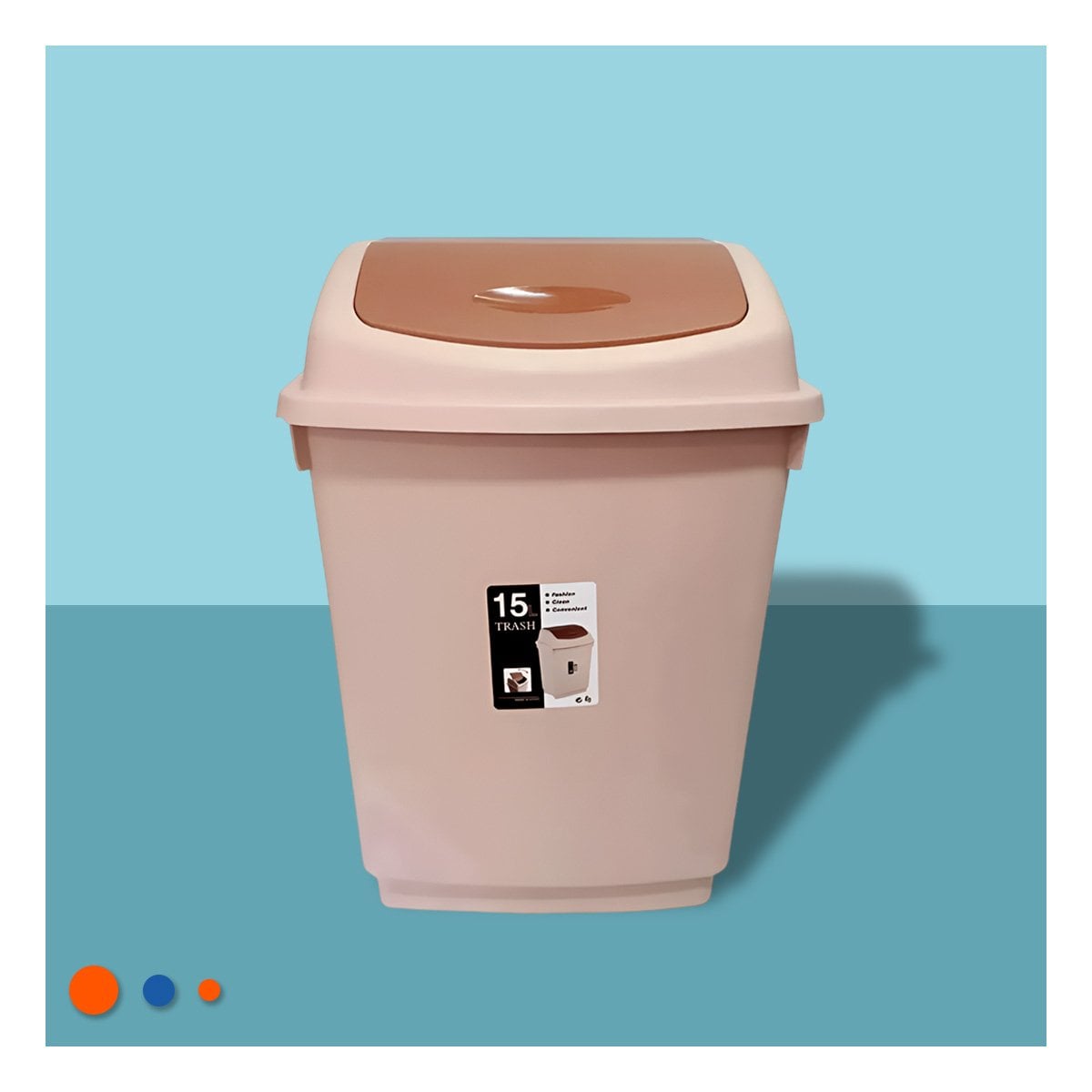PACK12 CONTENEDOR MARRON PARA BASURA CON APERTURA VAIVEN COMPACTA 15L Y+PAPEL REGALO - 2