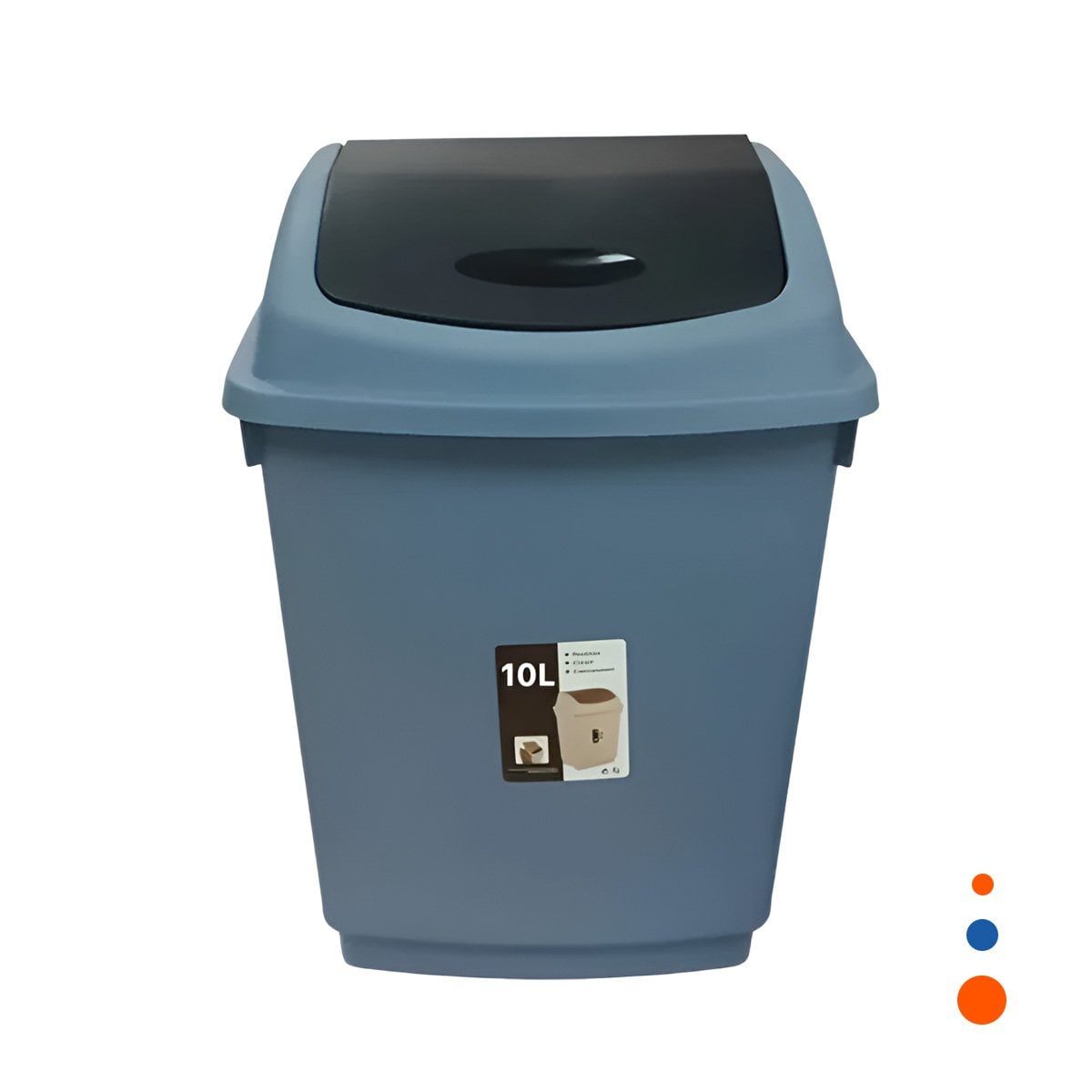PACK6 CONTENEDOR VAIVEN DE BASURA CON TAPA AZUL ESTABLE 10L Y+REGALO STICKER - 2