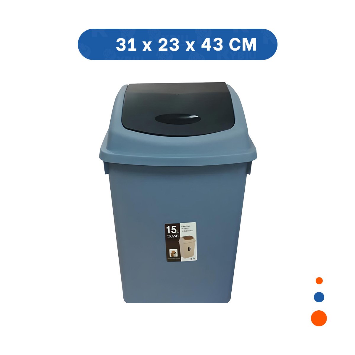 PACK12 CONTENEDOR AZUL PARA BASURA CON APERTURA VAIVEN COMPACTA 15L Y+PAPEL REGALO - 4