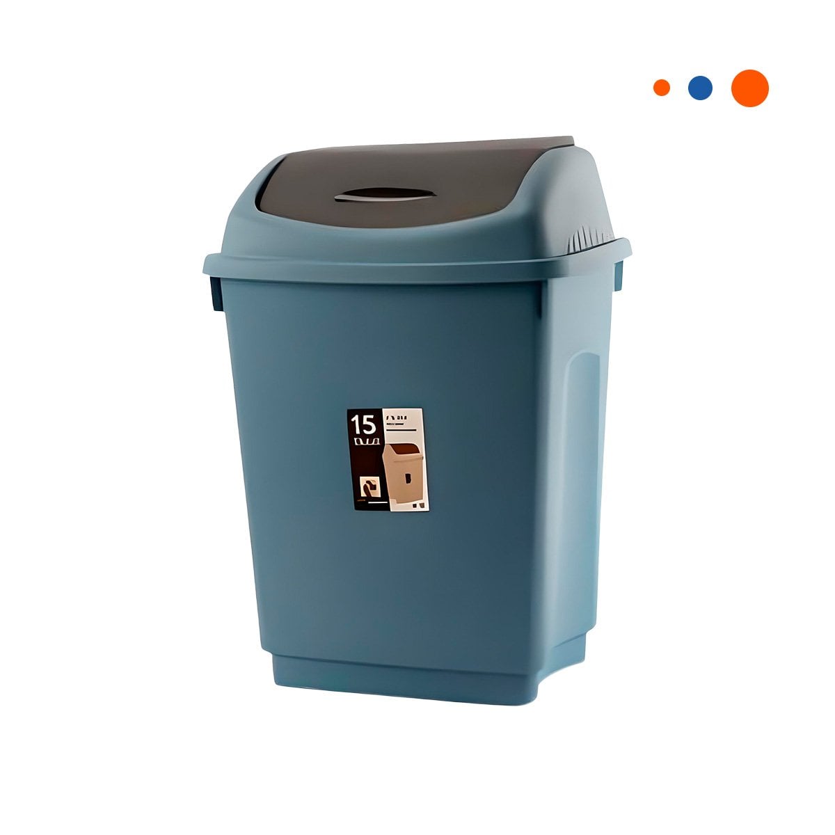 PACK6 CONTENEDOR VAIVEN DE BASURA CON TAPA AZUL ESTABLE 15L Y+REGALO STICKER - 2
