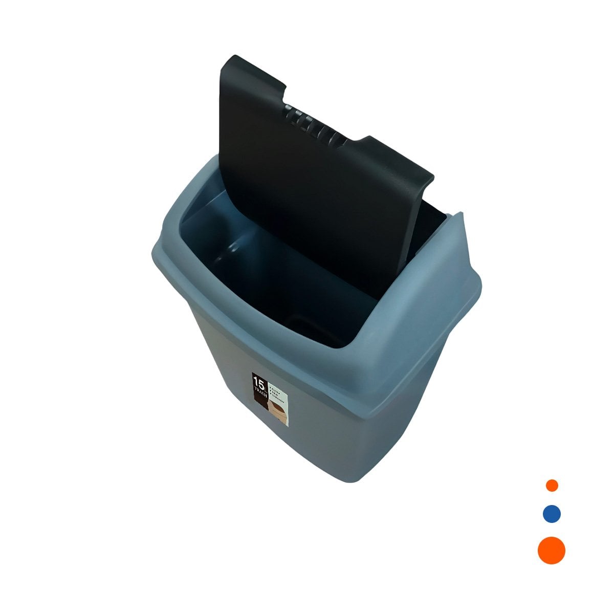 PACK12 CONTENEDOR DE BASURA VAIVEN COLOR AZUL DE USO CONTINUO 15L Y+REGALO STICKER - 2