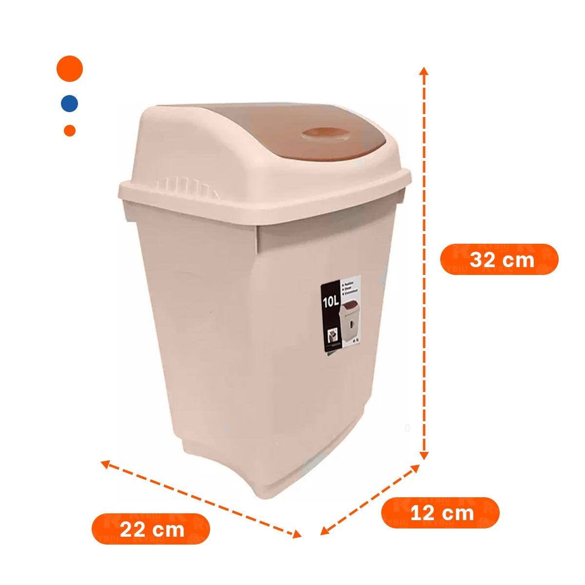 PACK12 CONTENEDOR DE BASURA VAIVEN COLOR MARRON DE USO CONTINUO 10L Y+REGALO STICKER - 4