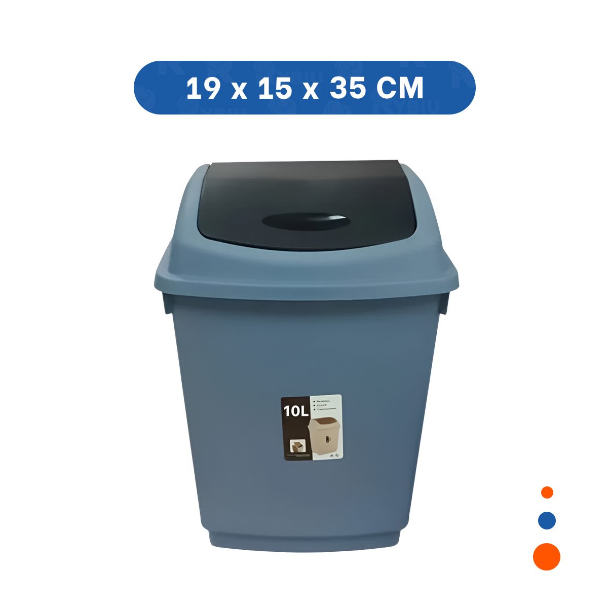 PACK6 DEPOSITO DE BASURA CON TAPA VAIVEN Y ACABADO AZUL 10L - 4