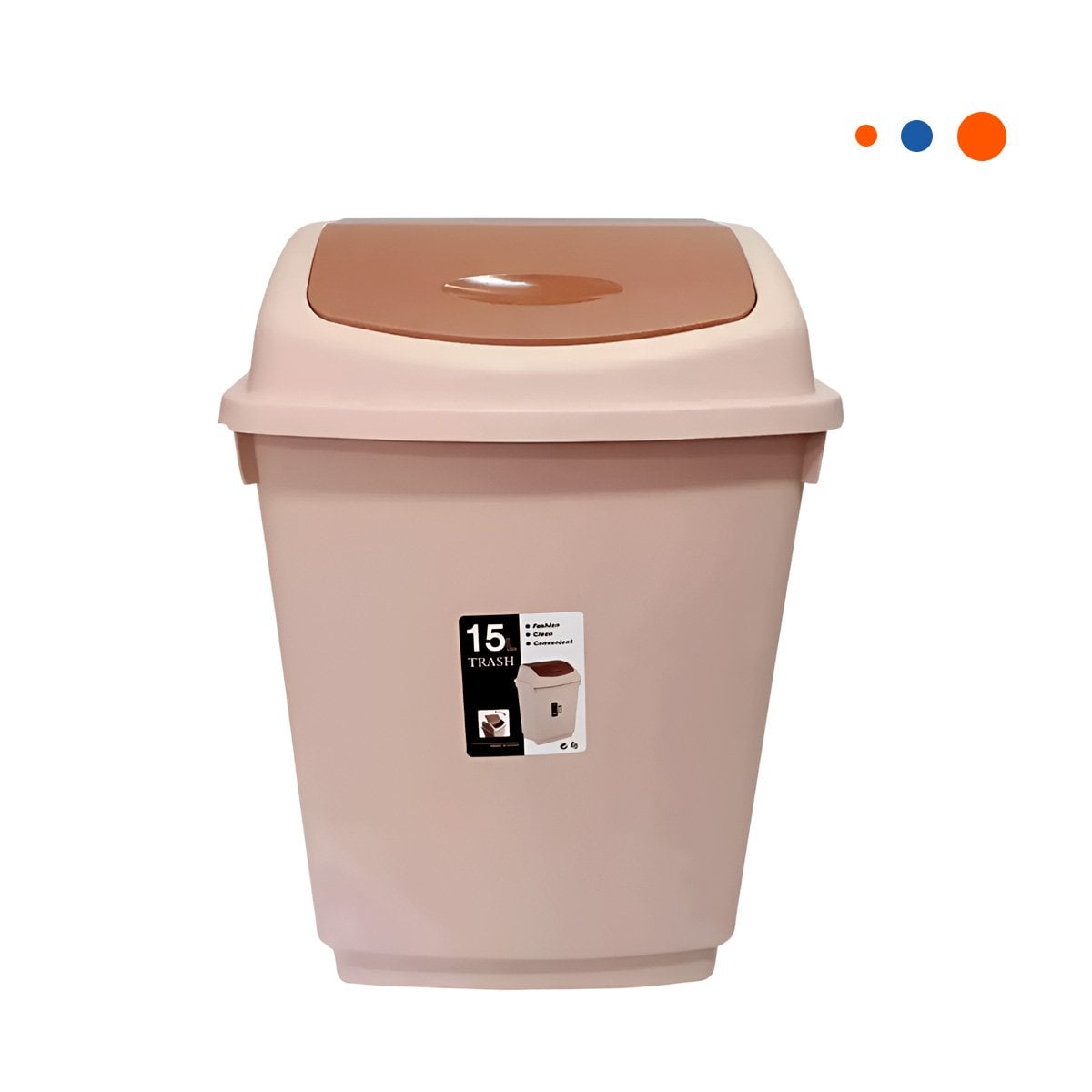 PACK12 CONTENEDOR DE BASURA VAIVEN COLOR MARRON DE USO CONTINUO 15L Y+REGALO STICKER - 2