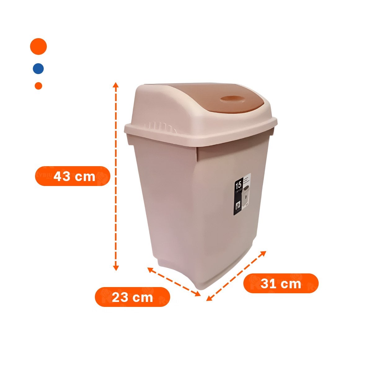 PACK12 CONTENEDOR DE BASURA VAIVEN COLOR MARRON DE USO CONTINUO 15L Y+REGALO STICKER - 4