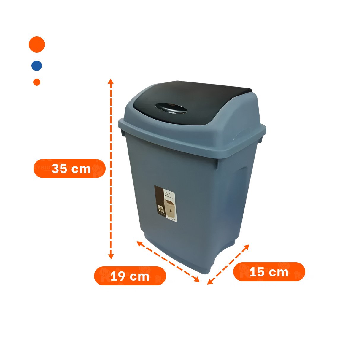 TACHO DE BASURA COLOR AZUL CON TAPA TIPO VAIVEN Y VOLUMEN 10L Y+POST IT - 4