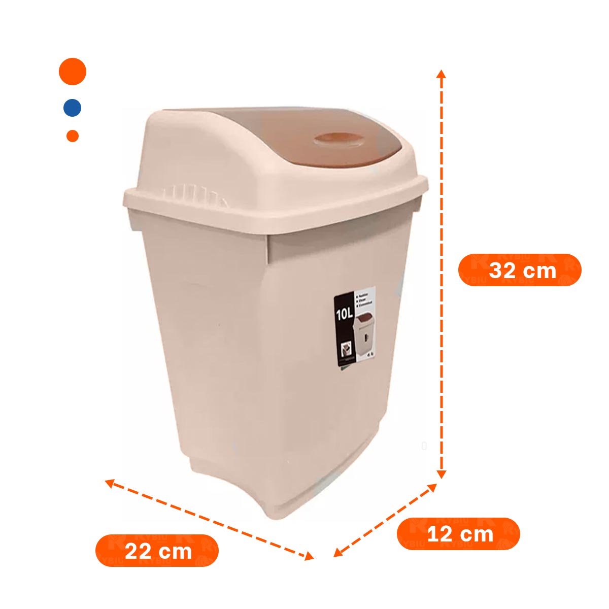 PACK4 DEPOSITO VAIVEN DE BASURA CON TAPA MARRON ESTABLE 10L Y+REGALO STICKER - 4