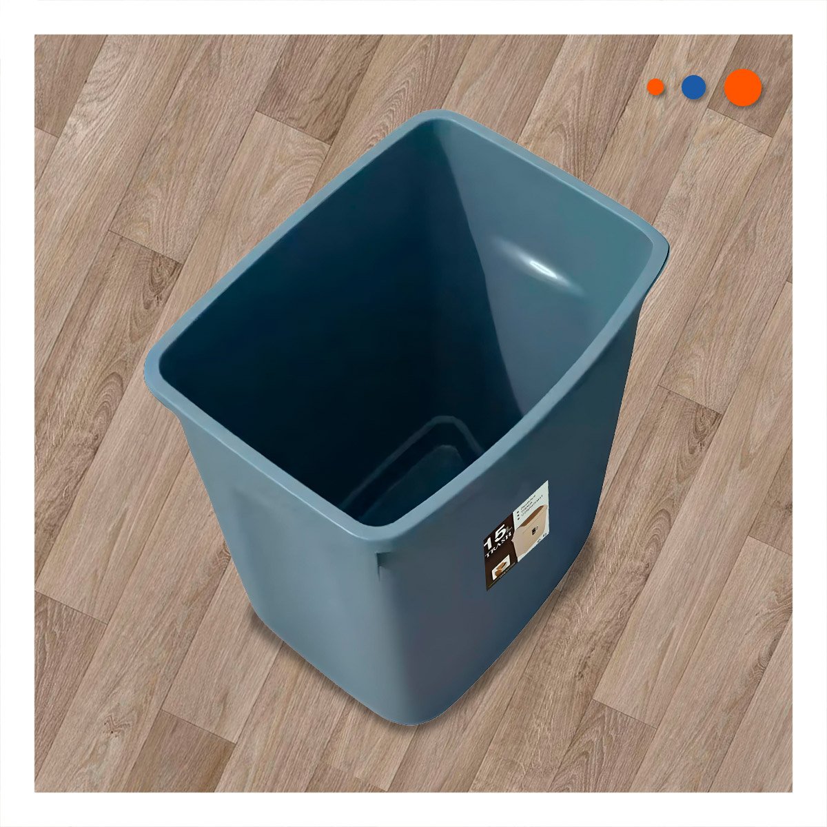 PACK4 RECIPIENTE AZUL PARA BASURA CON APERTURA VAIVEN 15L - 3