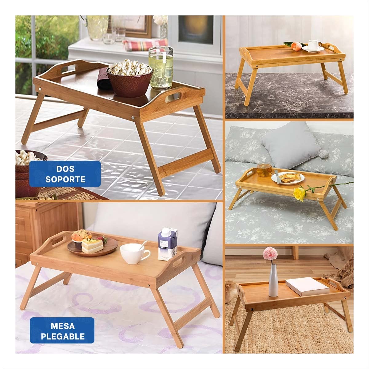 MESA AUXILIAR PLEGABLE PARA HOGAR EN COLOR MOSTAZA CON DISENO PRACTICO - 2