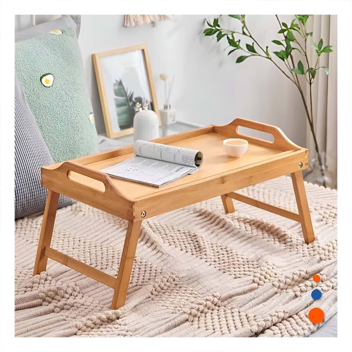 MESA AUXILIAR PLEGABLE PARA HOGAR EN COLOR MOSTAZA CON DISENO PRACTICO - 3