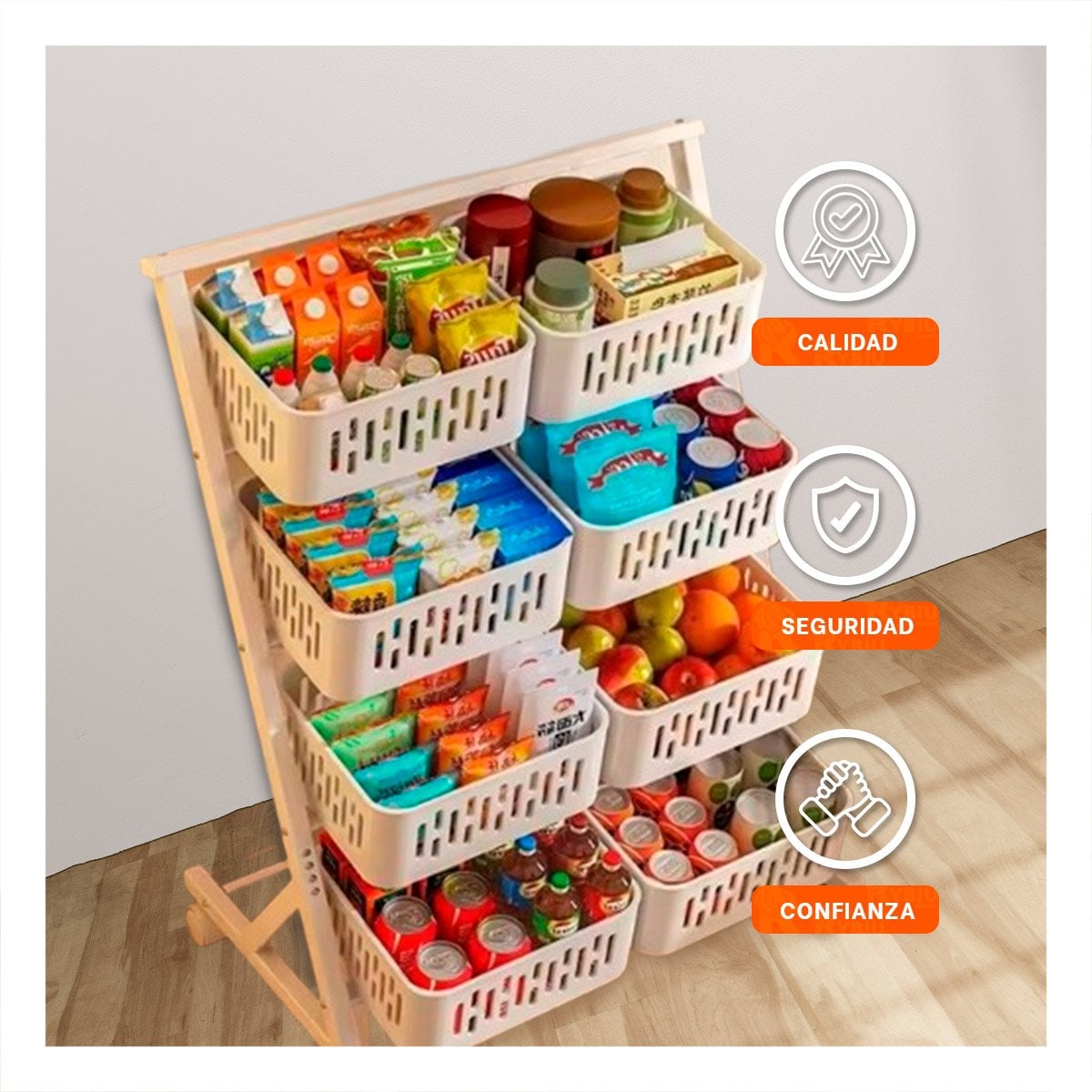 MODULO ORGANIZADOR BLANCO DE CUATRO NIVELES CON OCHO BANDEJAS PARA HOGAR Y+POST IT - 5