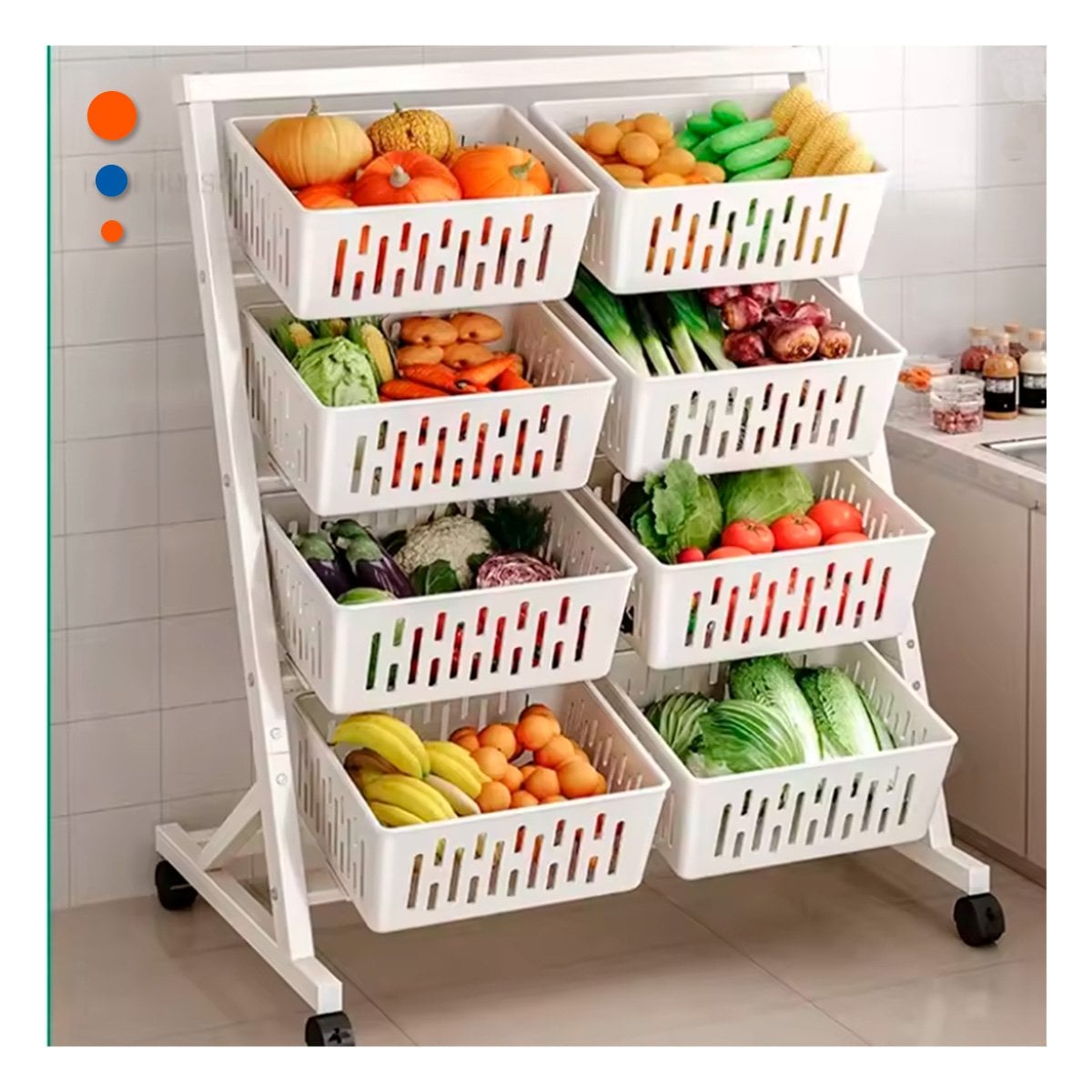 PACK2 SOPORTE ORGANIZADOR BLANCO DE CUATRO NIVELES CON OCHO BANDEJAS PARA HOGAR Y+PAPEL REGALO - 2