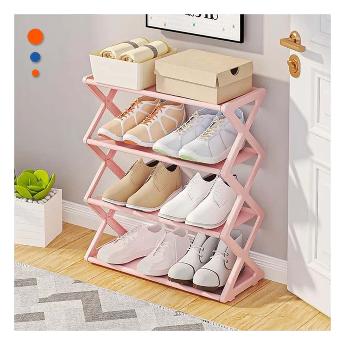 PACK6 MOBILIARIO CUATRO NIVELES ROSADO PARA ORDENAR ZAPATOS EN CASA Y+PAPEL REGALO - 2