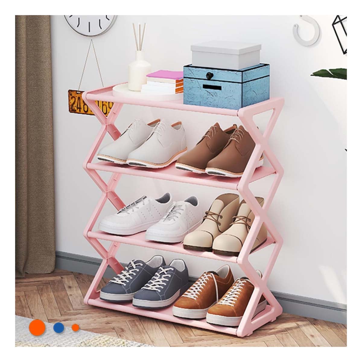 PACK6 MOBILIARIO CUATRO NIVELES ROSADO PARA ORDENAR ZAPATOS EN CASA Y+PAPEL REGALO - 5