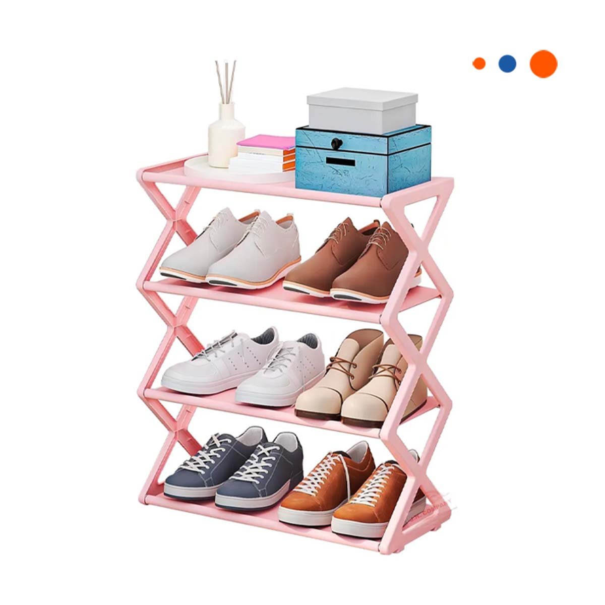 ORGANIZADOR DE CUATRO NIVELES COLOR ROSADO PARA MANTENER ZAPATOS EN HOGAR Y+REGALO STICKER - 1