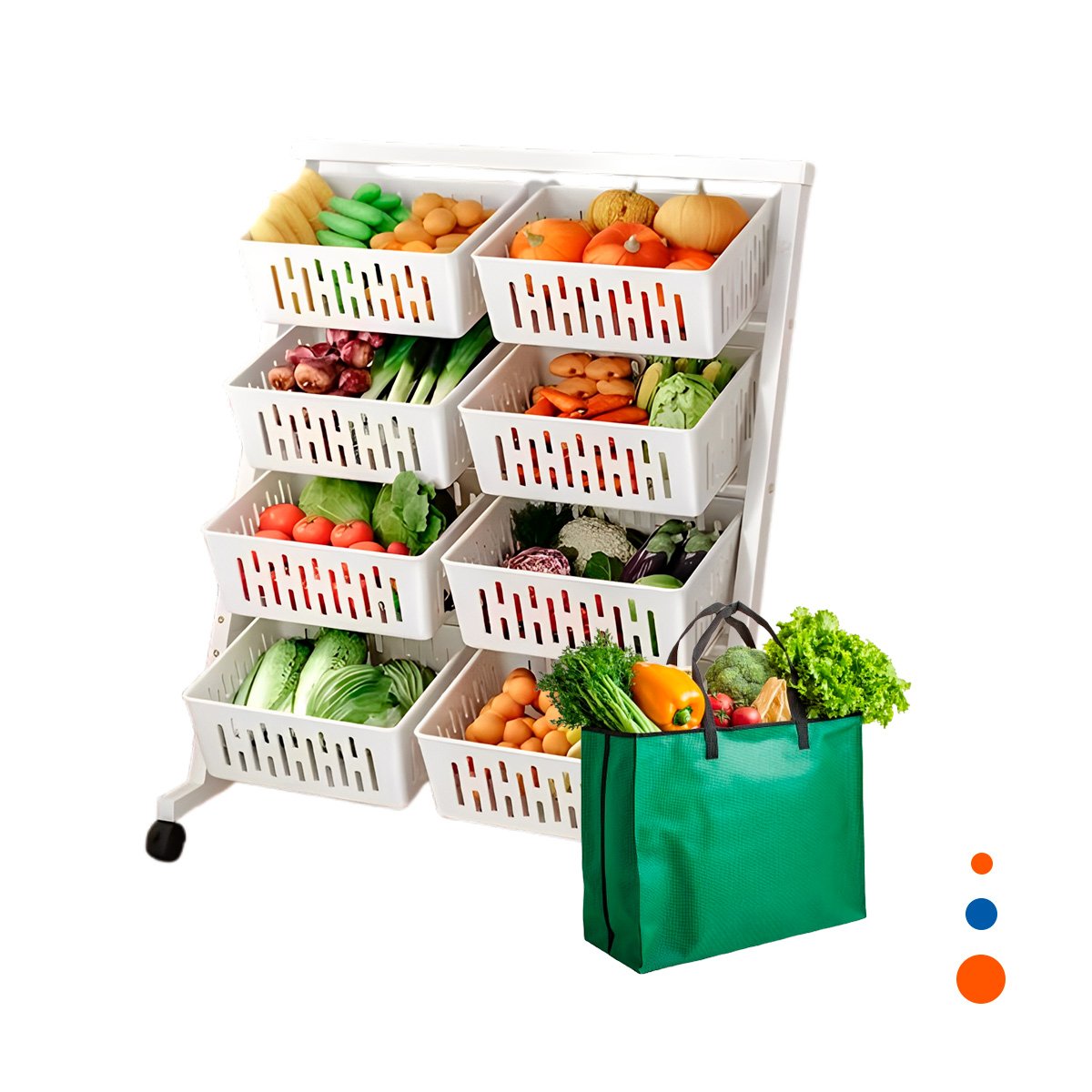 MUEBLE ORGANIZADOR BLANCO DE CUATRO NIVELES CON OCHO BANDEJAS PARA HOGAR Y+REGALO STICKER - 1