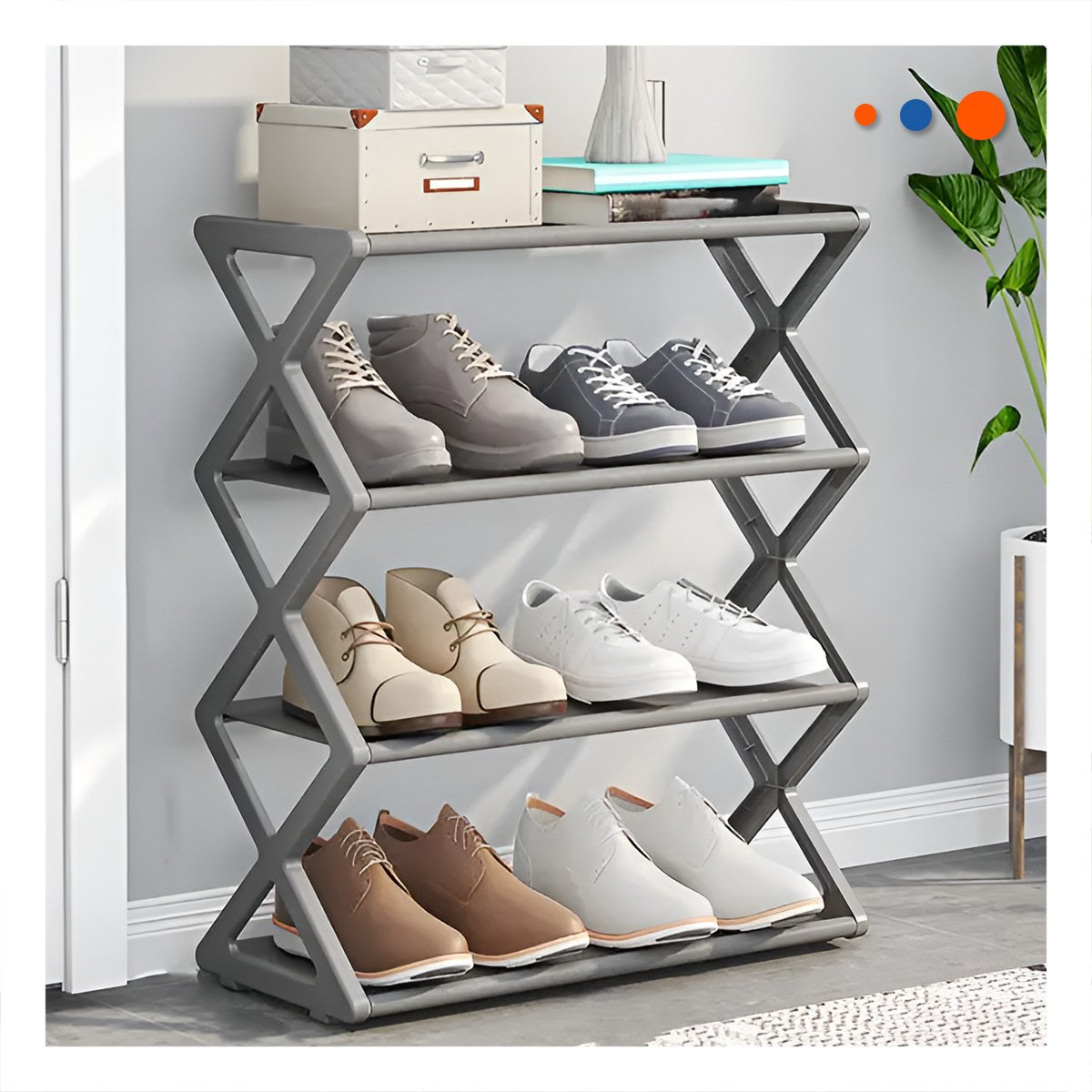 MUEBLE DE CALZADO 4 NIVELES COLOR PLOMO PARA HOGAR ACTUAL Y BIEN ORDENADO Y+REGALO STICKER - 2