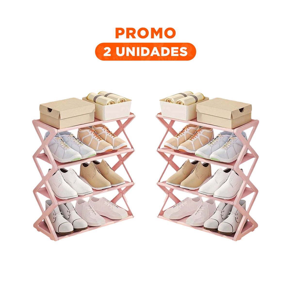 PACK2 ESTRUCTURA CUATRO NIVELES ROSADA PARA GUARDAR ZAPATOS EN CASA Y+REGALO STICKER - 1