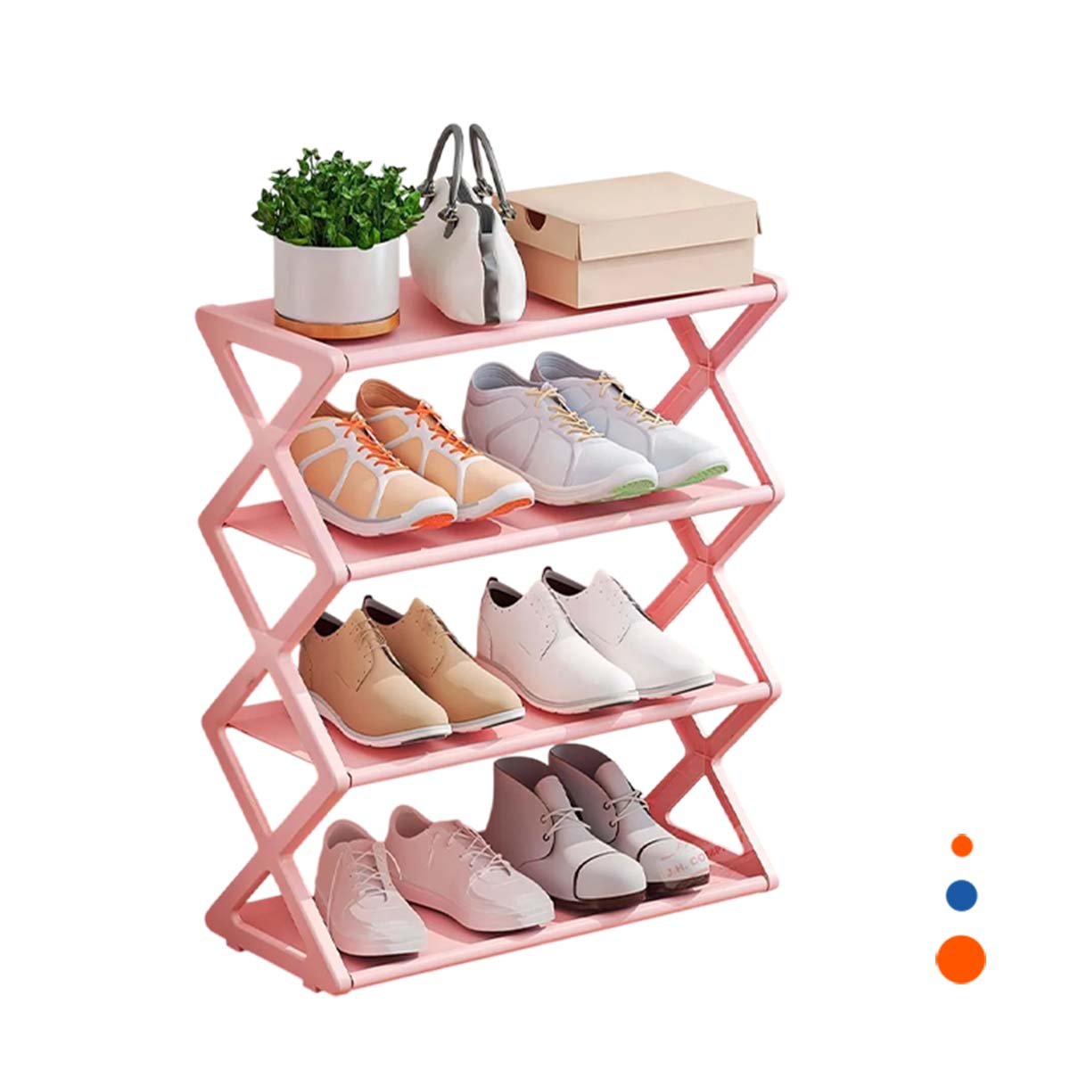 PACK2 ESTRUCTURA CUATRO NIVELES ROSADA PARA GUARDAR ZAPATOS EN CASA Y+REGALO STICKER - 2