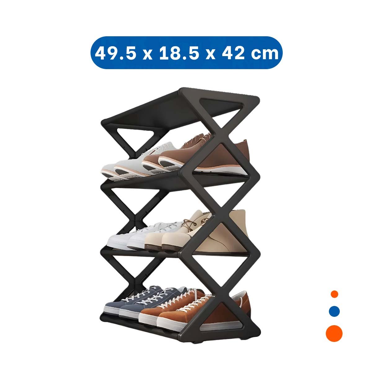 ORGANIZADOR 4 NIVELES COLOR NEGRO PARA ORDENAR CALZADO EN EL HOGAR Y+PAPEL REGALO - 4