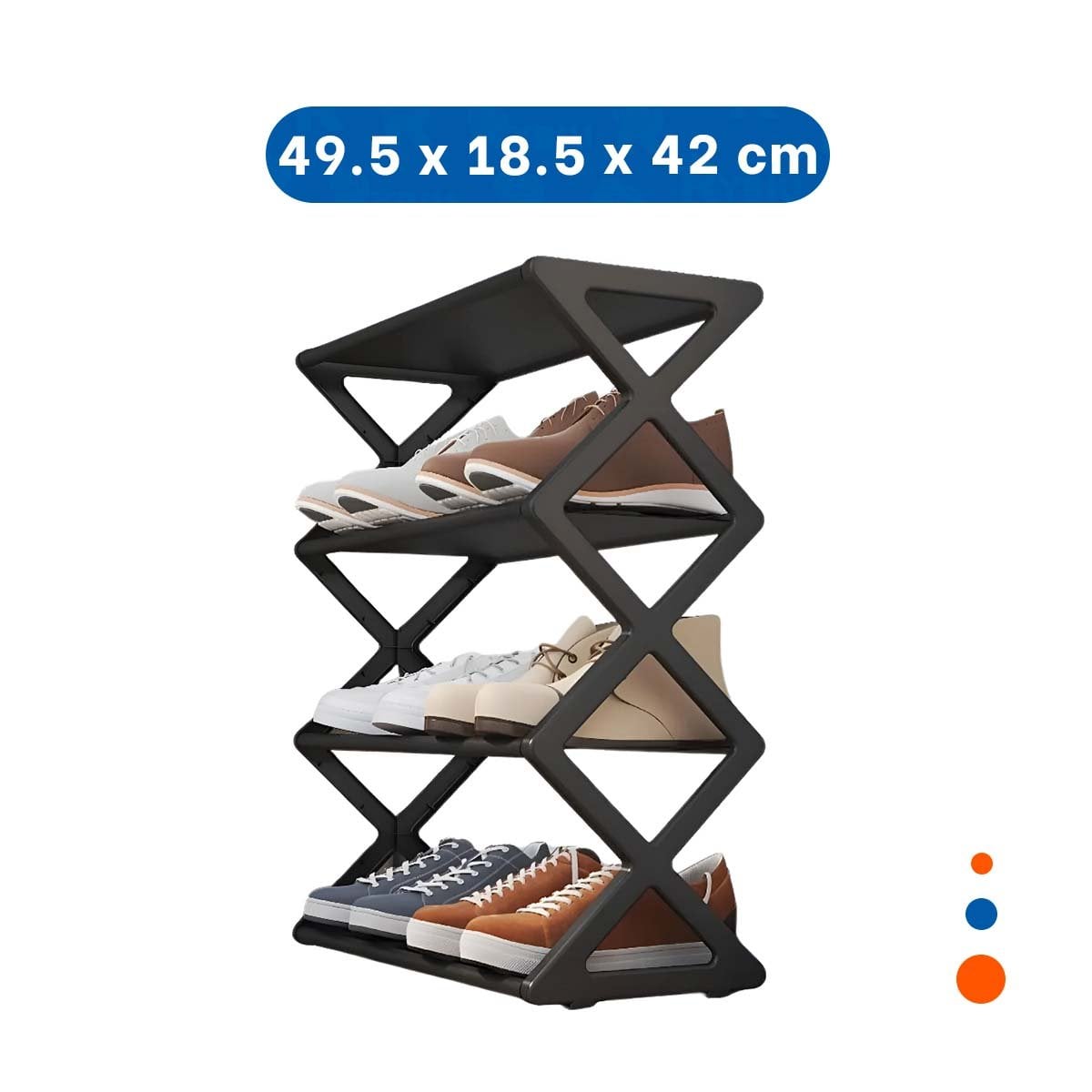 PACK2 RACK 4 NIVELES COLOR NEGRO PARA ORGANIZACION DE ZAPATOS EN CASA Y+REGALO STICKER - 4