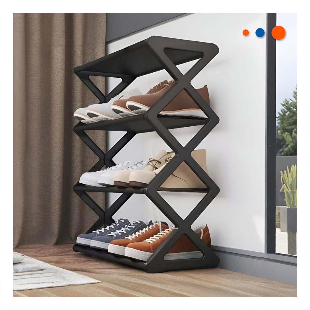 PACK2 RACK 4 NIVELES COLOR NEGRO PARA ORGANIZACION DE ZAPATOS EN CASA Y+REGALO STICKER - 5
