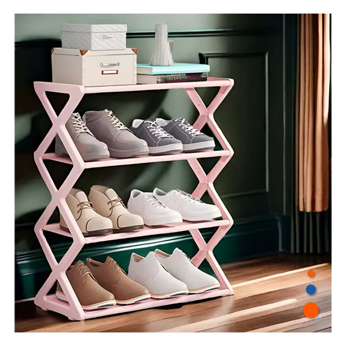 PACK2 ZAPATERO CUATRO NIVELES ROSADO PARA ORDENAR ZAPATOS EN CASA - 2