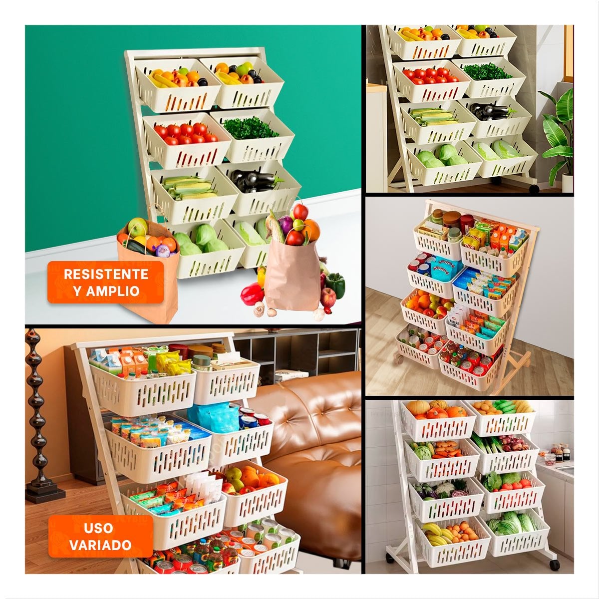 ESTACION ORGANIZADOR BLANCO DE CUATRO NIVELES CON OCHO BANDEJAS PARA CASA Y+LIGAS REGALO - 1