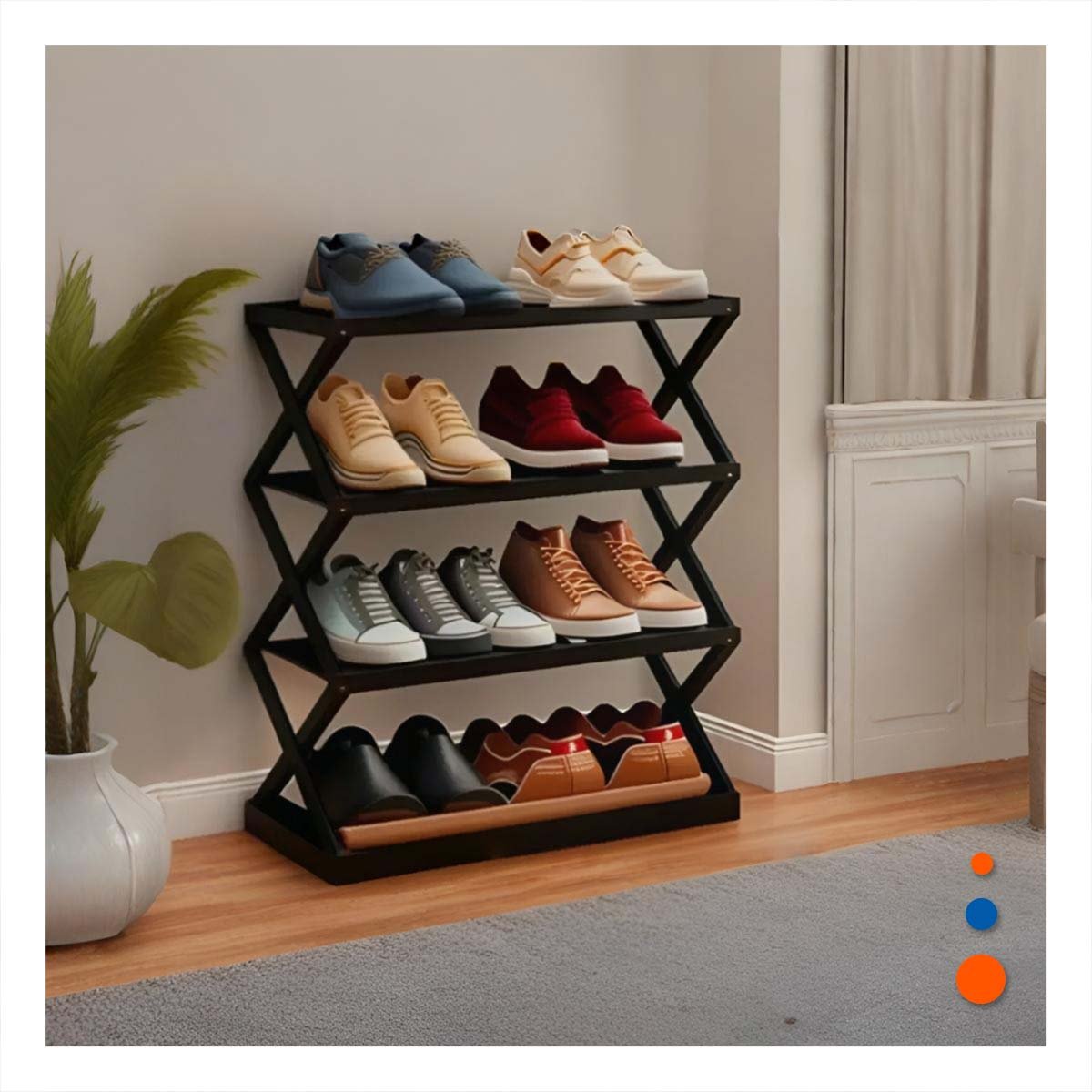PACK2 ZAPATERO 4 NIVELES COLOR NEGRO PARA MANTENER ZAPATOS ORGANIZADOS - 2